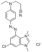 6-クロロ-4-[[4-[(2-シアノエチル)エチルアミノ]フェニル]アゾ]-1,3-ジメチル-1H-ベンゾイミダゾール-3-イウム・クロリド 化学構造式