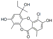 4-クロロ-3,8-ジヒドロキシ-6-(1-ヒドロキシ-1-メチルプロピル)-1,9-ジメチル-11H-ジベンゾ[b,e][1,4]ジオキセピン-11-オン 化学構造式