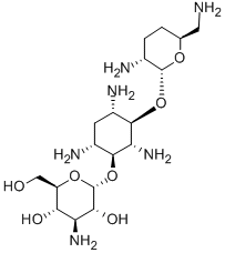 (2R,3R,4S,5S,6R)-4-Amino-2-[(1S,2S,3R,4S,6R)-4,6-diamino-3-[(2R,3R,6S)-3-amino-6-(aminomethyl)oxan-2-yl]oxy-2-hydroxy-cyclohexyl]oxy-6-(hydroxymethyl)oxane-3,5-diol Struktur