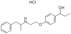 α-エチル-4-[2-[(1-メチル-2-フェニルエチル)アミノ]エトキシ]ベンゼンメタノール·塩酸塩 化学構造式