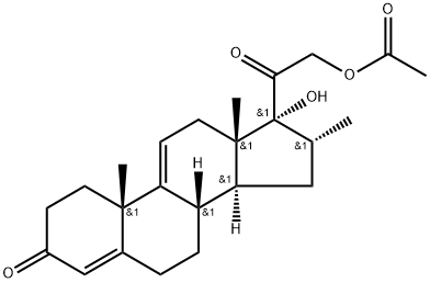 21-アセチルオキシ-17-ヒドロキシ-16α-メチルプレグナ-4,9(11)-ジエン-3,20-ジオン 化学構造式