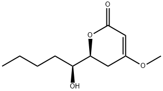 rac-(S*)-5,6-ジヒドロ-6β*-[(R*)-1-ヒドロキシペンチル]-4-メトキシ-2H-ピラン-2-オン 化学構造式