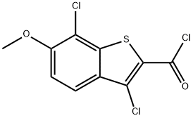 3,7-二氯-6-甲氧基苯并噻酚-2-甲酰氯,34576-80-2,结构式