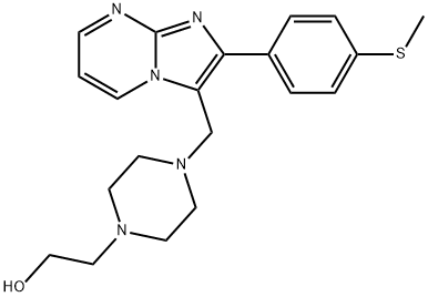4-[[2-[4-(メチルチオ)フェニル]イミダゾ[1,2-a]ピリミジン-3-イル]メチル]-1-ピペラジンエタノール 化学構造式