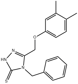 4-ベンジル-5-[(3,4-ジメチルフェノキシ)メチル]-4H-1,2,4-トリアゾール-3-チオール 化学構造式