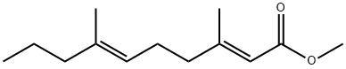 (2E,6E)-3,7-ジメチル-2,6-デカジエン酸メチル 化学構造式