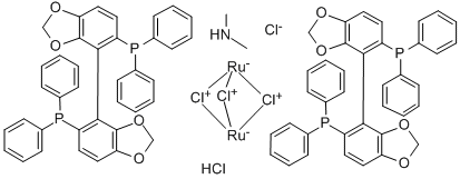 Diacetato[(R)-(+)-2,2'-bis(diphenylphosphino)-1,1'-binaphthyl]ruthenium(II) Struktur
