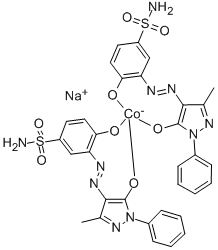 sodium bis[3-[(4,5-dihydro-3-methyl-5-oxo-1-phenyl-1H-pyrazol-4-yl)azo]-4-hydroxybenzenesulphonamidato(2-)]cobaltate(1-) Structure