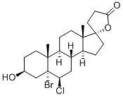 (17R)-5-ブロモ-6β-クロロ-3β,17-ジヒドロキシ-5α-プレグナン-21-カルボン酸21,17-ラクトン 化学構造式