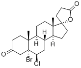 (17R)-5-ブロモ-6β-クロロ-17-ヒドロキシ-3-オキソ-5α-プレグナン-21-カルボン酸γ-ラクトン 化学構造式