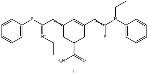 2-[(5-(AMINOCARBONYL)-3-([3-ETHYL-1,3-BENZOTHIAZOL-2(3H)-YLIDENE]METHYL)-2-CYCLOHEXEN-1-YLIDENE)METHYL]-3-ETHYL-1,3-BENZOTHIAZOL-3-IUM IODIDE 结构式