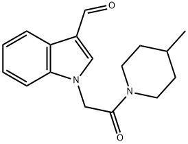 1-[2-(4-メチルピペリジン-1-イル)-2-オキソエチル]-1H-インドール-3-カルブアルデヒド 化学構造式
