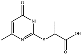 2-[(4-メチル-6-オキソ-1,6-ジヒドロ-2-ピリミジニル)チオ]プロパン酸 化学構造式