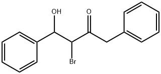 3-ブロモ-4-ヒドロキシ-1,4-ジフェニル-2-ブタノン 化学構造式