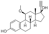 (17R)-11β-メトキシ-19-ノルプレグナ-1,3,5(10)-トリエン-20-イン-3,17-ジオール 化学構造式
