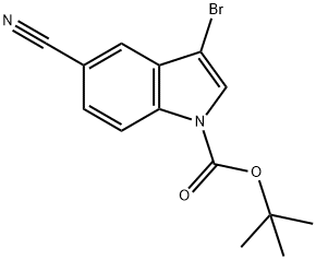 3-BROMO-5-CYANOINDOLE-1-CARBOXYLIC ACID TERT-BUTYL ESTER, 348640-12-0, 结构式