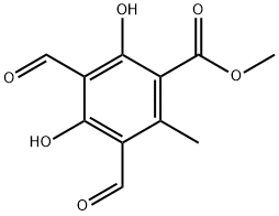 3,5-ジホルミル-2,4-ジヒドロキシ-6-メチル安息香酸メチル 化学構造式
