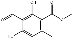 3-ホルミル-2,4-ジヒドロキシ-6-メチル安息香酸メチル 化学構造式