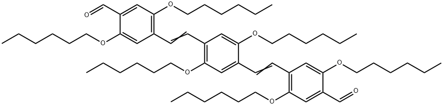 2,5-BIS(HEXYLOXY)-1,4-BIS((2,5-BIS(HEXYLOXY)-4-FORMYL-PHENYLENEVINYLENE)BENZENE, 97% Struktur