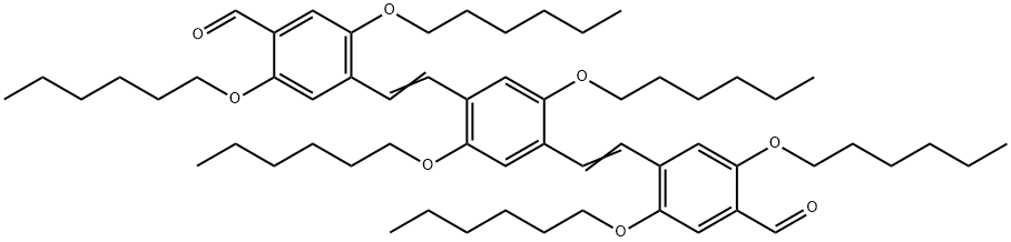 2,5-BIS(HEXYLOXY)-1,4-BIS((2,5-BIS(HEXYLOXY)-4-FORMYL-PHENYLENEVINYLENE)BENZENE, 97% Structure