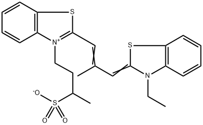 2-[3-(3-ethyl-3H-benzothiazol-2-ylidene)-2-methylprop-1-enyl]-3-(3-sulphonatobutyl)benzothiazolium 结构式