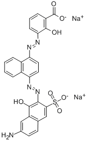 disodium 3(or 5)-[[4-[(7-amino-1-hydroxy-3-sulphonato-2-naphthyl)azo]-1-naphthyl]azo]salicylate Struktur