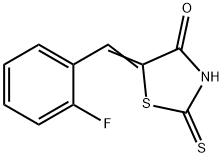 (5E)-5-(2-フルオロベンジリデン)-2-メルカプト-1,3-チアゾール-4(5H)-オン 化学構造式