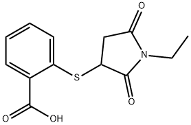 2-[(1-エチル-2,5-ジオキソピロリジン-3-イル)チオ]安息香酸 化学構造式