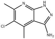 5-氯-4,6-二甲基-1H-吡唑[3,4-B]吡啶-3-甲胺, 350500-99-1, 结构式