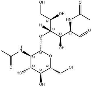 4-O-[2-(アセチルアミノ)-2-デオキシ-β-D-グルコピラノシル]-N-アセチル-D-グルコサミン 化学構造式