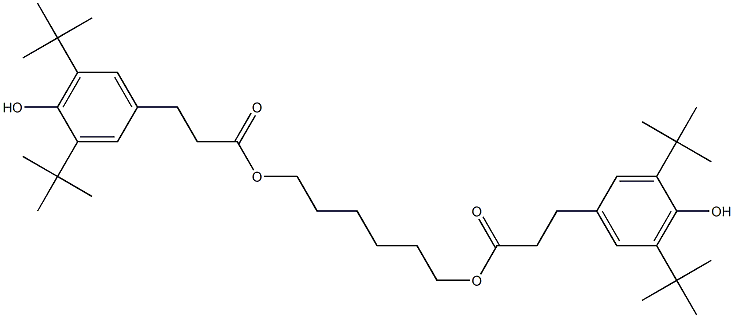 1,6-ヘキサンジオールビス[3-(3,5-ジ-tert-ブチル-4-ヒドロキシフェニル)プロピオナート] 化学構造式