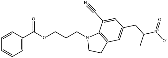 1-[3-(苯甲酰氧基)丙基]-2,3-二氢-5-(2-硝基丙基)-1H-吲哚-7-甲腈,350797-56-7,结构式