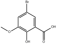 5-ブロモ-2-ヒドロキシ-3-メトキシ安息香酸 化学構造式