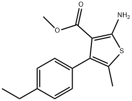 2-アミノ-4-(4-エチルフェニル)-5-メチルチオフェン-3-カルボン酸メチル 化学構造式