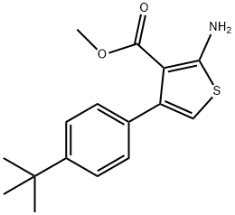 2-氨基-4-(4-叔丁基苯基)噻吩-3-羧酸甲酯, 350989-95-6, 结构式