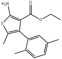 2-アミノ-4-(2,5-ジメチルフェニル)-5-メチルチオフェン-3-カルボン酸エチル 化学構造式