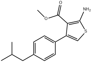 2-AMINO-4-(4-ISOBUTYL-PHENYL)-THIOPHENE-3-CARBOXYLIC ACID METHYL ESTER Struktur