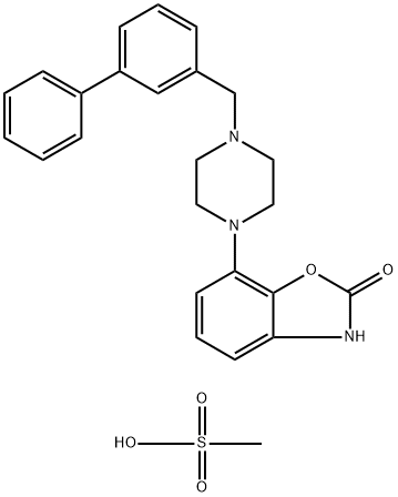 7 - [4 - ([1,1'-联苯] - 3 -甲基)- 1 -哌嗪基] -2(3H)H-苯并恶唑酮甲磺酸,350992-13-1,结构式