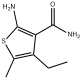2-アミノ-4-エチル-5-メチル-3-チオフェンカルボキサミド 化学構造式