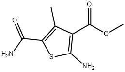 2-アミノ-5-(アミノカルボニル)-4-メチルチオフェン-3-カルボン酸メチル 化学構造式