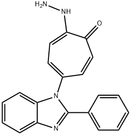 2-Hydrazino-5-(2-phenylbenzimidazolyl)tropone Struktur