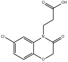 6-クロロ-2,3-ジヒドロ-3-オキソ-4H-1,4-ベンゾオキサジン-4-プロピオン酸 塩化物 化学構造式