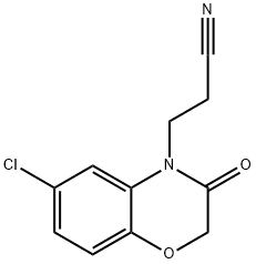 6-クロロ-2,3-ジヒドロ-3-オキソ-4H-1,4-バンゾオキサジン-4-プロパンニトリル 塩化物 化学構造式