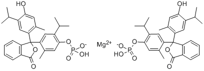 ビス[[4-[3-(2-メチル-4-ヒドロキシ-5-イソプロピルフェニル)-1(3H)-オキソイソベンゾフラン-3-イル]-5-メチル-2-イソプロピルフェノキシ]ホスホン酸水素]マグネシウム 化学構造式