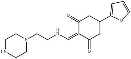 5-(2-furyl)-2-{[(2-piperazin-1-ylethyl)amino]methylene}cyclohexane-1,3-dione Structure