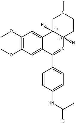 N-[4-[(1,2,3,4,4a,10b-ヘキサヒドロ-8,9-ジメトキシ-2-メチルベンゾ[c][1,6]ナフチリジン)-6-イル]フェニル]アセトアミド 化学構造式
