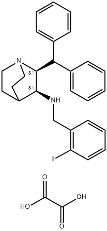cis-2-(Diphenylmethyl)-N-[(2-iodophenyl)methyl]-1-azabicyclo[2.2.2]octan-3-amine  oxalate  salt Struktur