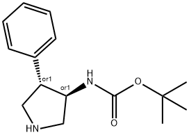 (3S,4R)-4-苯基吡咯烷-3-基氨基甲酸叔丁酯,351360-61-7,结构式