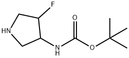 Carbamic acid, (4-fluoro-3-pyrrolidinyl)-, 1,1-dimethylethyl ester (9CI) Struktur