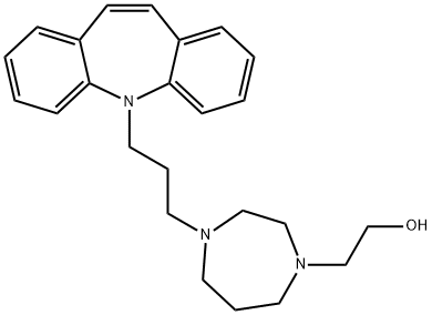 4-[3-(5H-ジベンゾ[b,f]アゼピン-5-イル)プロピル]ヘキサヒドロ-1H-1,4-ジアゼピン-1-エタノール 化学構造式